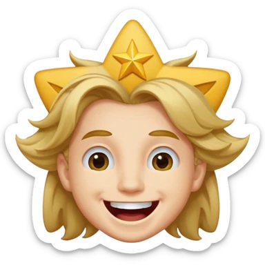 Moreno ojos de estrella riéndose y pelo asía lado sticker