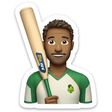 Man with a cricket bat sticker