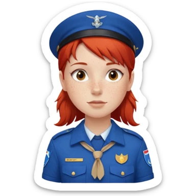 scout girl with blue scout uniform, red  haired sticker