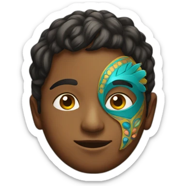 indian boy with carnival mask sticker