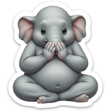 Homunculus Loxodontus (Zhdun), a gray blob-like creature with wrinkled skin, tiny hands folded on lap, patient waiting posture sticker