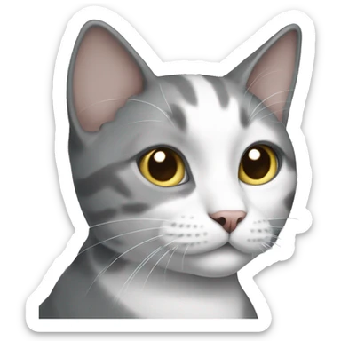 Grey and white cat sticker