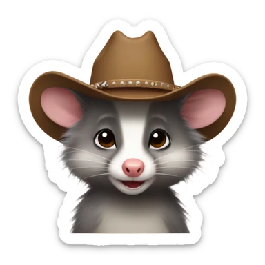 opossum with mullet and a cowboy hat  sticker