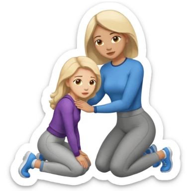 A woman on her knees for another woman sticker