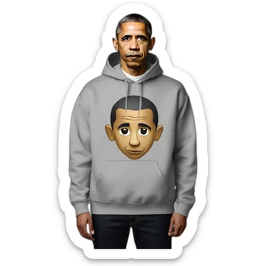 fullbody barack obama in supreme new york logo hoodie sticker