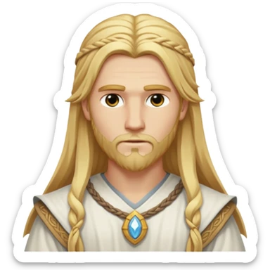Baldr, The White God from Norse Mythology with long  golden blonde hair, white outfit sticker