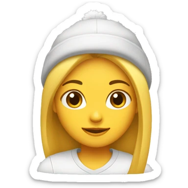 Chica con pelo largo rubio y un gorro de pelo blanco sticker