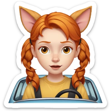 Ginger girl with car ears who is definitely up to no good  sticker