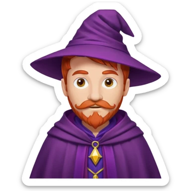 red haired wizard with mustache, purple cloack sticker