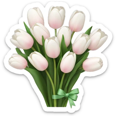 White tulips bouquet with light pink bow  sticker