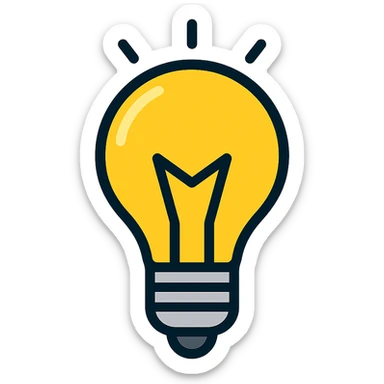 Arrange the AI emoji of glowing light bulb and chip to be more colorful and futuristic in atmosphere, with no background. sticker