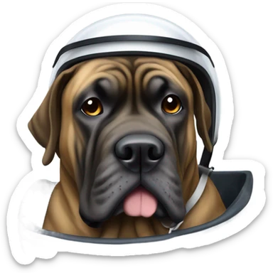 Brindle English Mastiff driving a racecar sticker