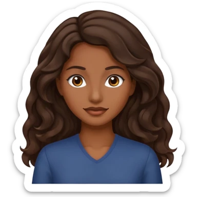 mujer trigueña oscura ,  pelo ondulado,  pelo largo  color marron oscuro, ojos marrones oscuro sticker