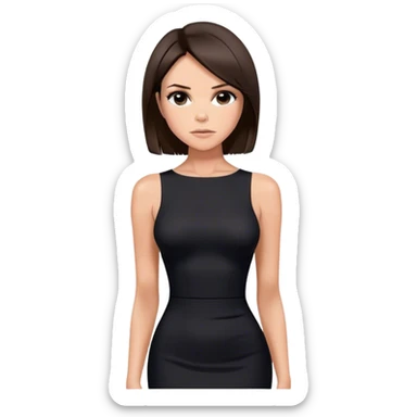 Victoria Beckham with dark brown hair in a short bob cut wearing a black bodycon dress sticker