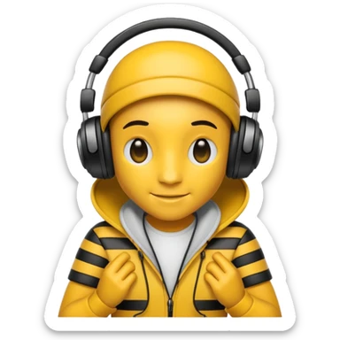 DJ bee with headphones sticker