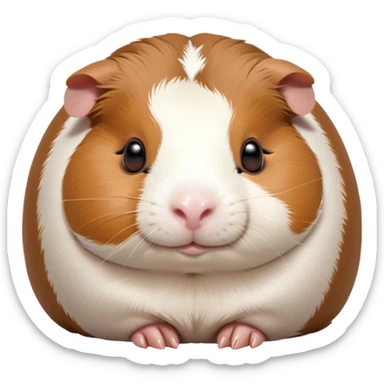 Meme-Worthy Cute Sleeping Brown and White Banded Guinea Pig Portrait Emoji, Head resting peacefully with a contented smile, showcasing a delightfully chubby build and a luxuriously soft banded coat of brown and white, eyes shut in a serene, cozy nap, Simplified yet hilariously adorable features, highly detailed, glowing with a soft, drowsy light, high shine, relaxed and utterly lovable, stylized with an air of playful laziness, bright and heartwarming, soft glowing outline, capturing the essence of a comically sleepy guinea pig, so meme-worthy it feels like it could instantly become the next viral sensation of adorable slumber! sticker