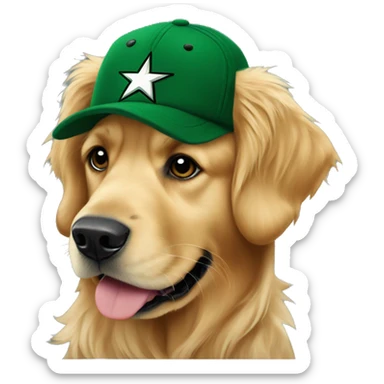 Golden retriever with dallas stars beanie sticker