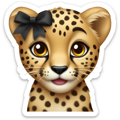 Cute cheetah with black bow sticker