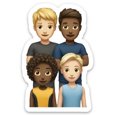 team of 3 white friends (2 boys and 1 girl) sticker