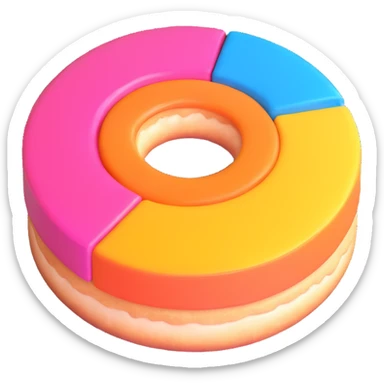 donut chart, bright colors sticker