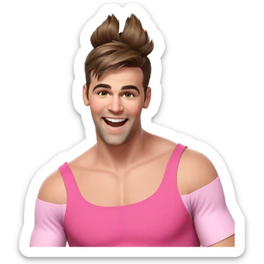 smiling boy in pink dress sticker