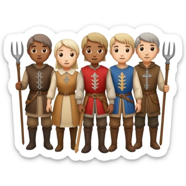 les villageois qui certains ont des fourches  sapé en moyen age sticker