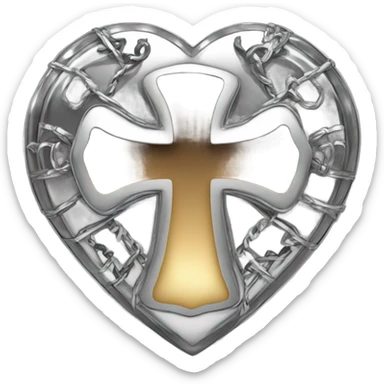 Chrome heart with cross sticker