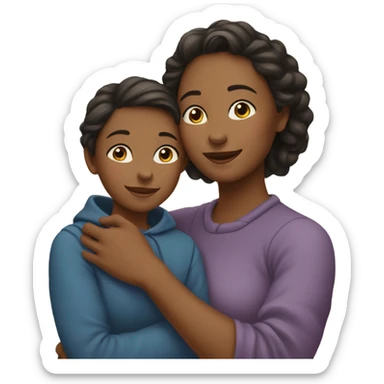 Mom and daughter hugging sticker