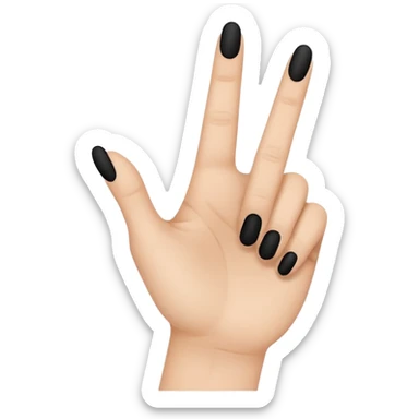 Minimal emoji icon of a human hand showing one finger, small black tattoo of the number 8 centered on the finger, thin line style, flat emoji design, simplified shape, neutral skin tone, centered, transparent background sticker
