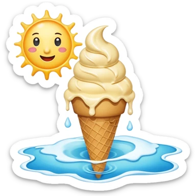 An ice cream on the sea with the sun above sticker