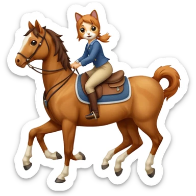 cat riding a horse sticker