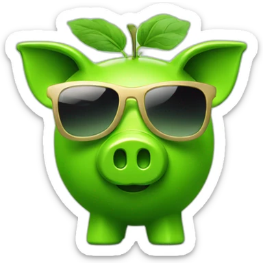 green piggybank with sunglasses sticker