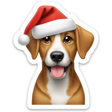 Dog wearing a christmas hat sticker