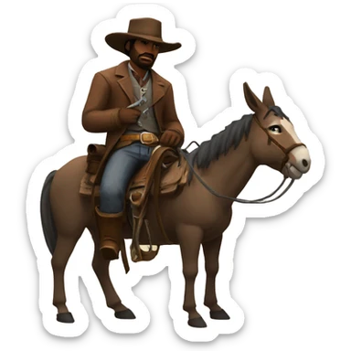 Wildwest outlaw with an donkey (RDR2 stil) sticker