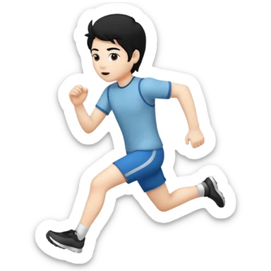 person-running-white-not black-black hair-outline sticker