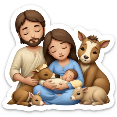 Marie, Joseph, petit bébé Jesus, et les animaux font tous dodo sticker