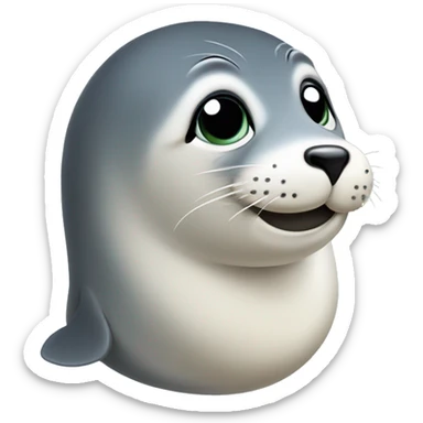 a cute seal head side on, turning it's head and looking forward sticker