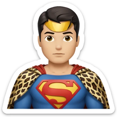 a superman wearing ancient animal skin cloth, half body, icon, yellow skin sticker