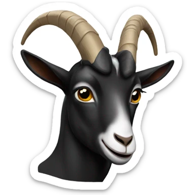 Goat with horns wearing a black hoodie sticker
