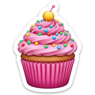 cupcake with pink icing with sprinkles sticker