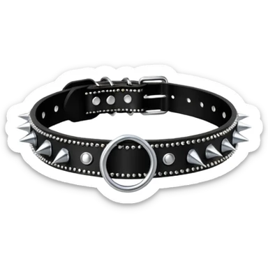 A black collar with spikes and a D ring in the center  sticker