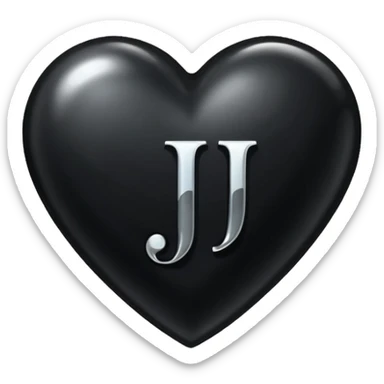 A black heart with the letter "J" in the middle in a pretty font sticker