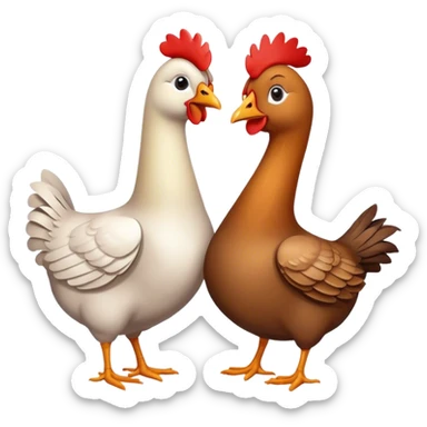 A chicken and a goose in love  sticker