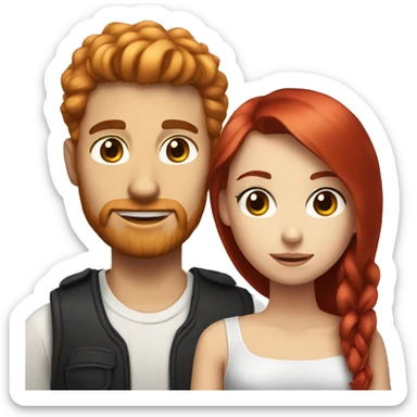 A red haired man and black haired white girl  sticker