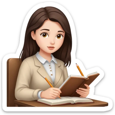 pretty brunette girl studying  sticker