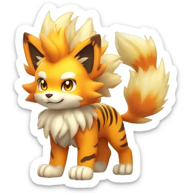 Colorful Shiny Kawaii Cute Tiger-Arcanine—Vulpix-Fakémon-Pokémon full body sticker