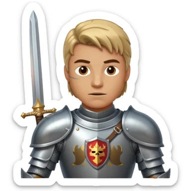 a knight with sword in his hand sticker