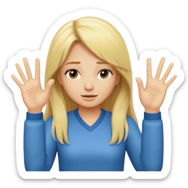 blonde cartoon girl long hair making time out gesture hands making "t" sign sticker