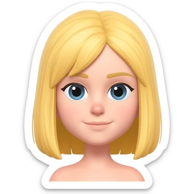 Blonde girl with big forehead sticker