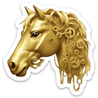 Mechanical golden  horse sticker